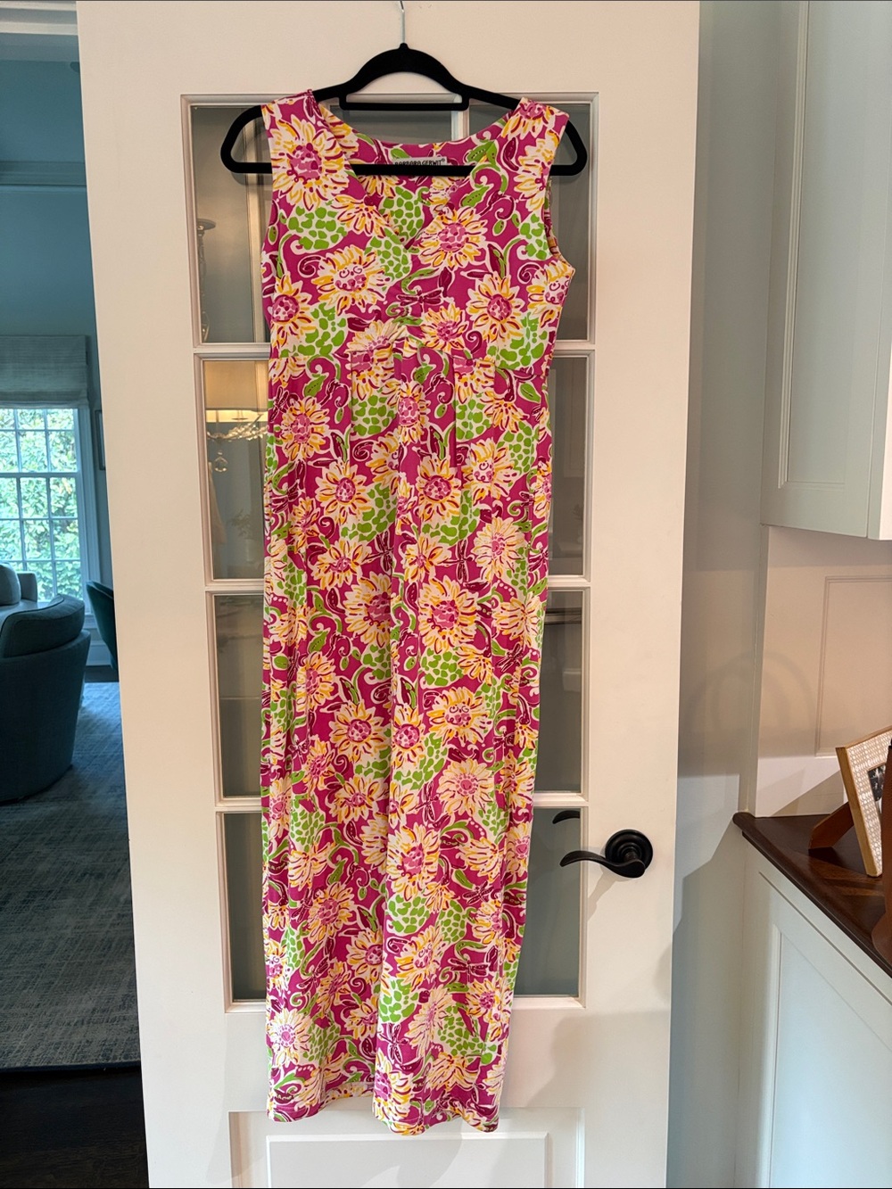 Barbara Gerwit Sleeveless Floral Maxi Dress in Pink & Green